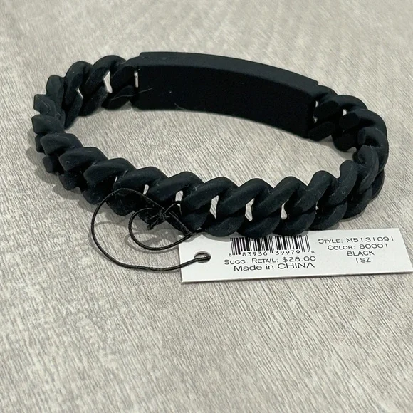 2 NWT Marc by Marc Jacobs Black Silicone Charm Bracelet & Braided Bracelet - Picture 5 of 7